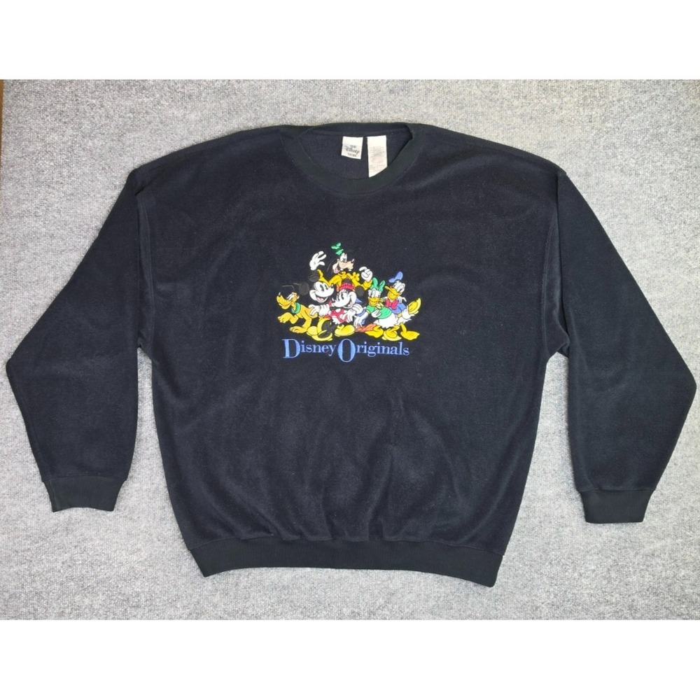 Vintage Disney Store Originals Mickey & Friends Sweatshirt Men's XL Black Fleece